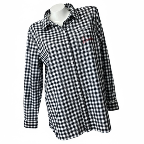 OLD NAVY 'The Classic' with "Love" on Pocket Gingham Women's Button Down sz XLTG - Picture 2 of 10